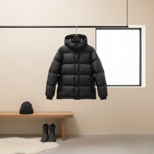 Men’s Winter Hooded Puffer Jacket Black Warm Coat