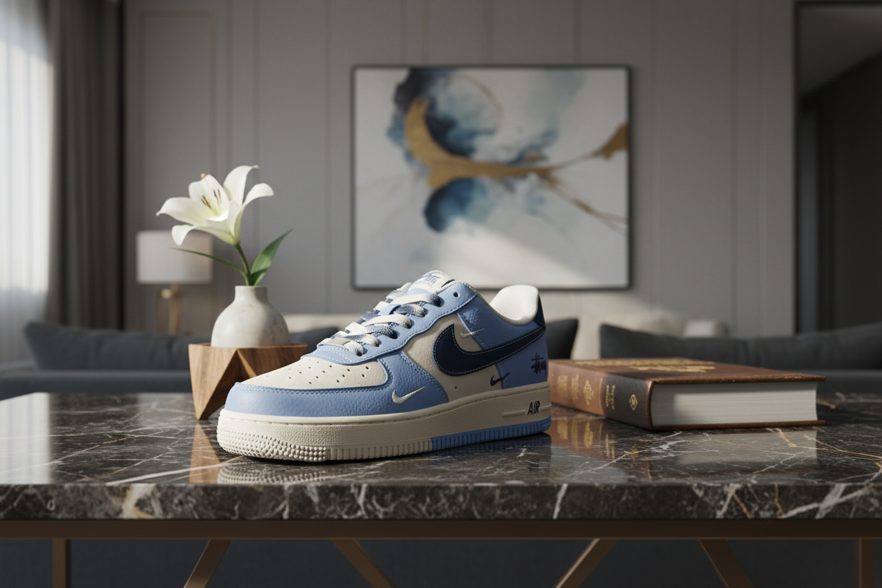 Nike Air Force 1 Stussy Blue White Sneakers