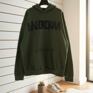Balenciaga Vintage Army Green Distressed Hoodie