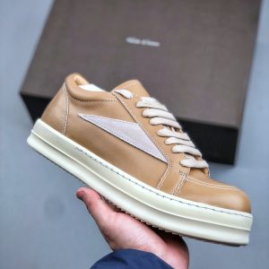 Rick Owens Beige Leather Platform Sneakers
