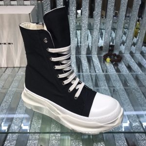 Rick Owens High Top Black White Sneakers