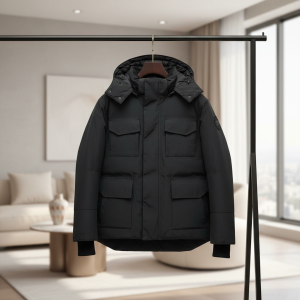 Men’s Winter Hooded Warm Padded Jacket Black Coat
