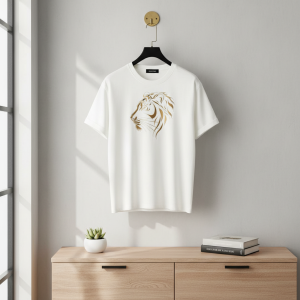 White Gold Lion Graphic Unisex Cotton T-Shirt