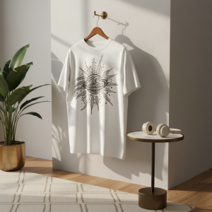 Stussy Sun Graphic Print White Cotton T-Shirt