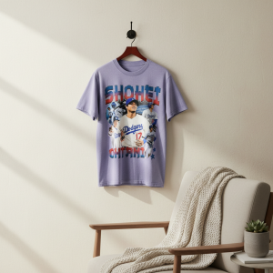 Baseball Graphic Print Dodgers Style Purple T-Shirt