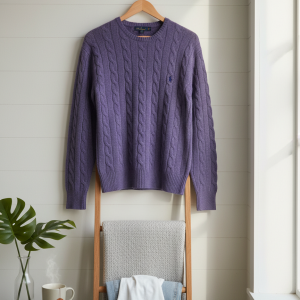 Ralph Lauren Purple Cable Knit Wool Sweater