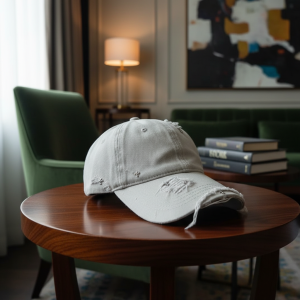 Distressed Gray Denim Baseball Cap for Men Women