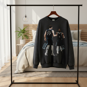 Basketball Graphic Print Oversized Black Hoodie Pullover