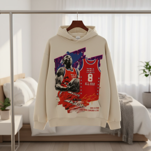 Basketball Print Beige Hoodie Streetwear Sweatshirt