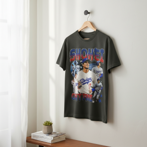 Baseball Graphic Print T-Shirt Vintage Dodgers Style Top