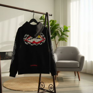 Chrome Hearts Black Lip Print Cotton Hoodie
