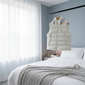 Mens White Hooded Puffer Vest Winter Jacket