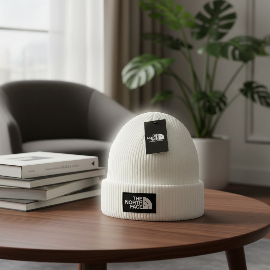 The North Face White Knit Beanie Hat