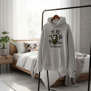 BAPE A Bathing Ape Gray Camo Logo Hoodie