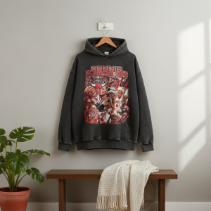 Vintage Chicago Bulls Graphic Print Black Hoodie