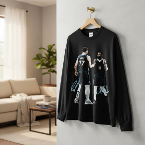 Basketball Graphic Print Long Sleeve Black T-Shirt