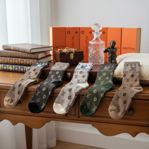 Luxury Designer Pattern Cotton Socks for Men Women 5Pairs