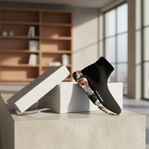 Balenciaga Speed Trainer Black Graphic Shoes