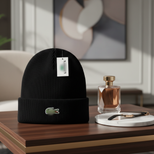 Lacoste Unisex Knit Beanie Winter Warm Hat Black