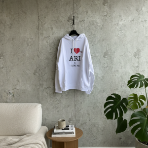 Balenciaga I Love Print White Hoodie Pullover