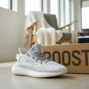 Yeezy Gray White Knit Boost Unisex Running Shoes