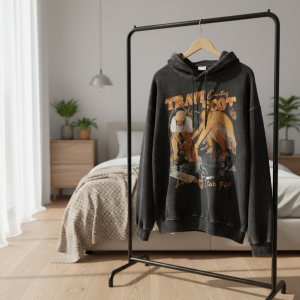 Vintage Graphic Streetwear Hoodie Black Oversized Pullover