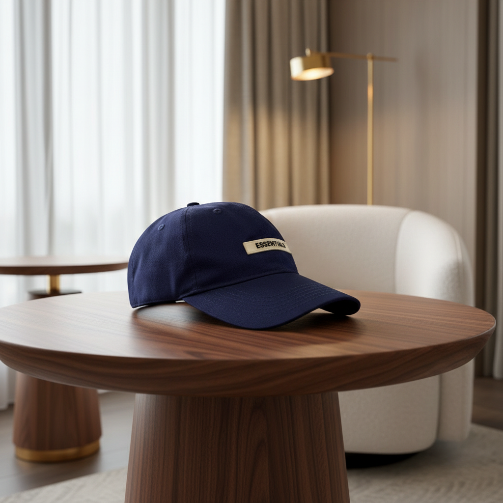 Essentials Navy Cotton Adjustable Baseball Cap