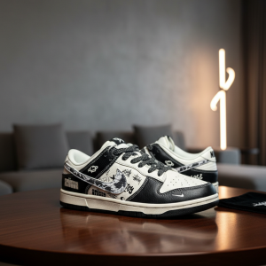 Stussy Black White Graffiti Low Top Sneakers