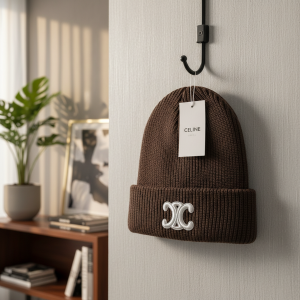 Celine Brown Knit Winter Beanie Hat