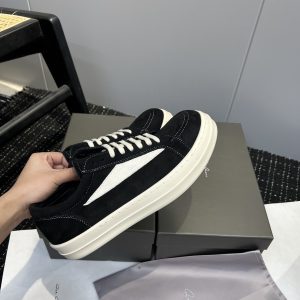 Rick Owens Black Suede Low Top Sneakers