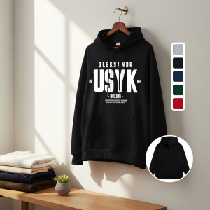 USYK Boxing Champion Print Hoodie for Men