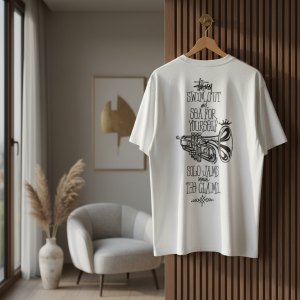 Stussy Trumpet Graphic Print White Cotton T-Shirt