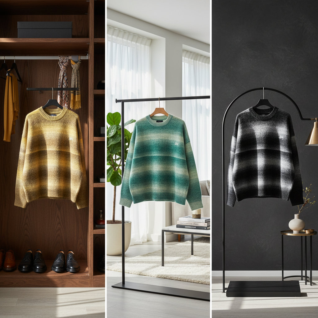 Stussy Striped Knit Sweater Men Winter Pullover