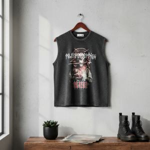 Vintage Skull Graphic Sleeveless Black T-Shirt