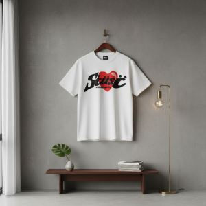 Stussy Heart Logo White Cotton T-Shirt