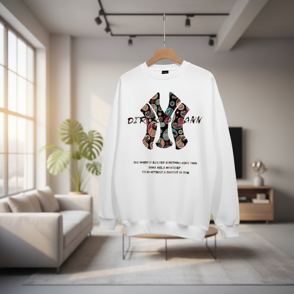 White Ethnic Totem Print Unisex Street Sweatshirt