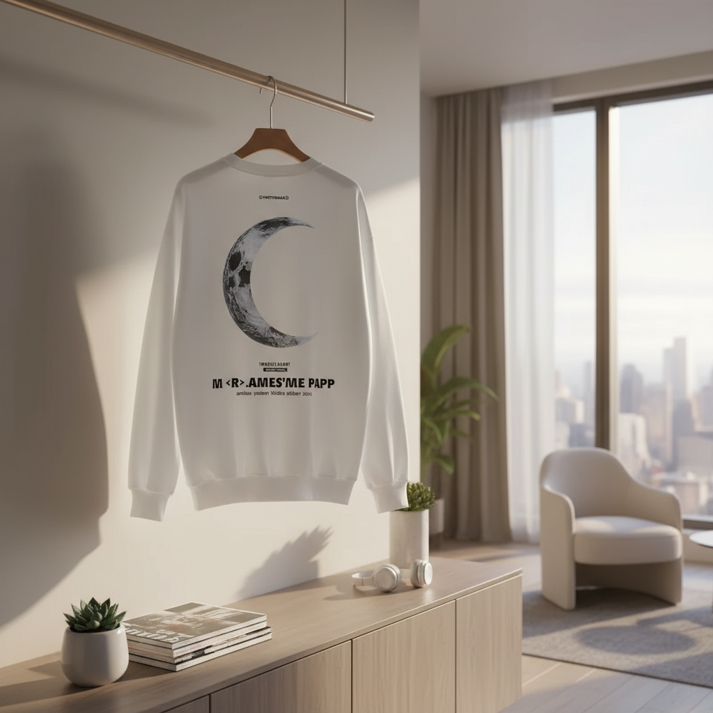 VINTYMEAS White Moon Cotton Unisex Sweatshirt