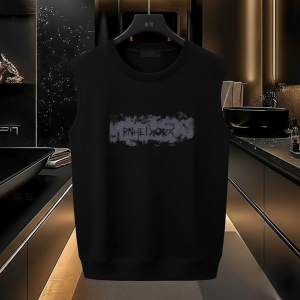 Black Cotton Sleeveless T-Shirt Vintage Graffiti Logo