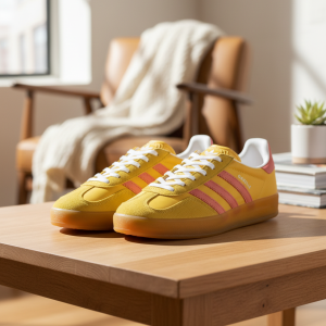 Adidas Gazelle Yellow Pink Suede Retro Sneakers