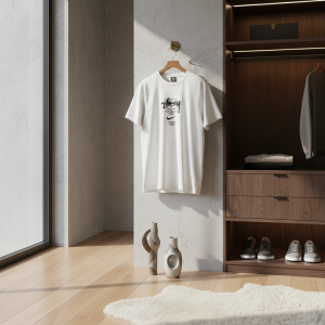 Stussy White Graphic Logo Cotton T-Shirt