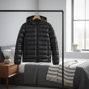 Men’s Winter Hooded Puffer Jacket Waterproof Black Coat