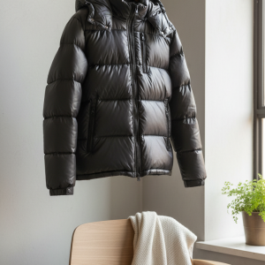 Metallic Gray Lightweight Down Hooded Jacket