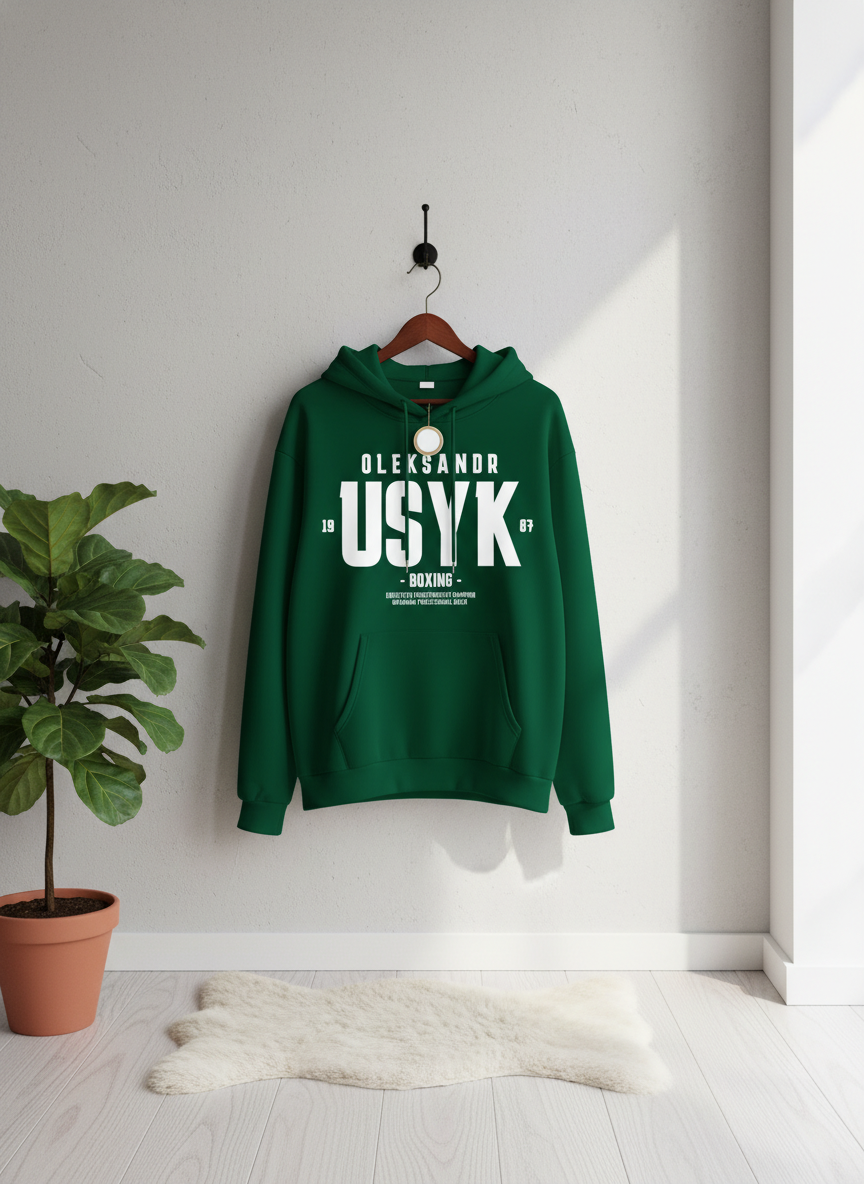 Green Boxing Graphic Print Oversized Sports Hoodie