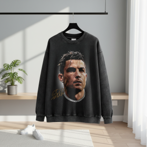 Vintage Graphic Print Black Oversized Sweatshirt Pullover