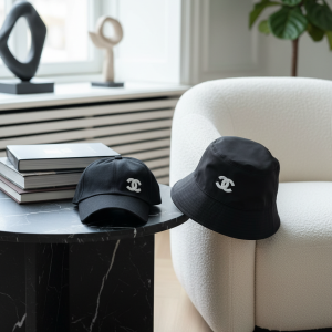 Chanel Black Baseball Cap and Bucket Hat