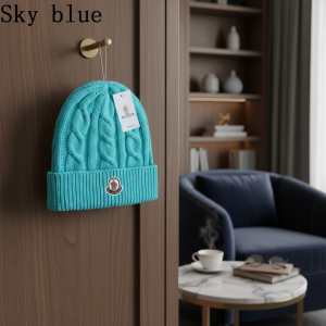 Moncler Sky Blue Knit Wool Beanie Hat