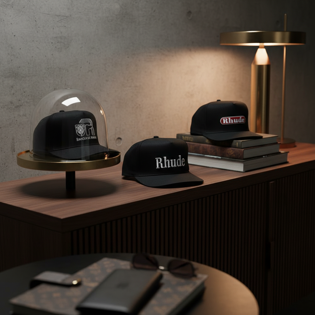 Rhude Classic Logo Black Snapback Hat