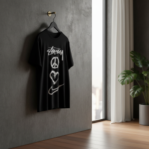 Stussy Peace Love Logo Black T-Shirt