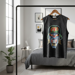 Vintage Slayer Skull Graphic Sleeveless T-Shirt