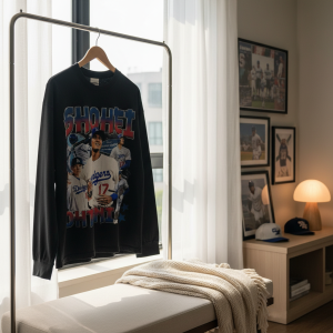 Baseball Graphic Long Sleeve Shirt Vintage Style Tee